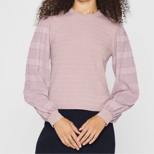 CLUB MONACO Woven Sleeve Crew Top Blouse